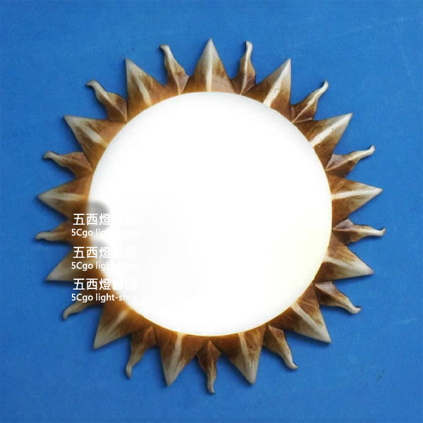 5Cgo   17077285865 歐式陽臺過道兒童臥室床頭庭院美式復古羅馬太陽吸頂燈  LKM41100
