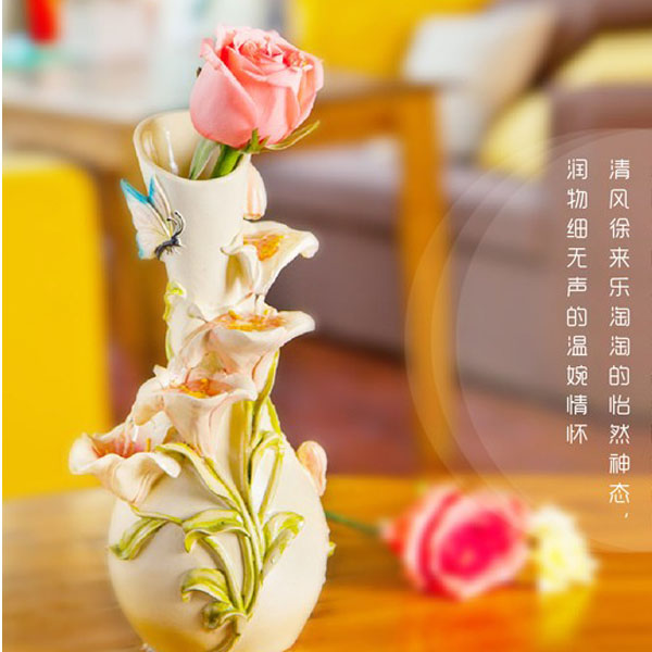 5Cgo 39383152741 創意客廳流水噴泉花瓶擺件結婚禮物禮品歐式現代家居臥室飾品工藝品 書房大堂吧檯酒店前台休閒娛樂區風水擺設 CHX92100