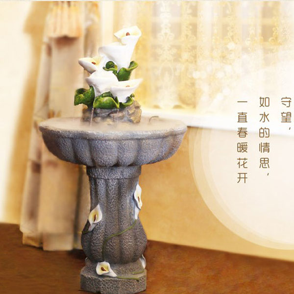 5Cgo 39370577335 創意馬蹄蓮流水噴泉客廳臥室裝飾品擺件結婚喬遷禮物禮品工藝品 庭院大堂水池風水擺設 加濕器 CHX99700