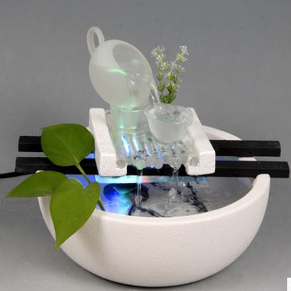 5Cgo 38464848709 陶瓷流水噴泉擺件 開業禮品招財霧化魚缸 家居裝飾品風水輪加濕器 桌面前台吧檯風水擺件 CHX11600