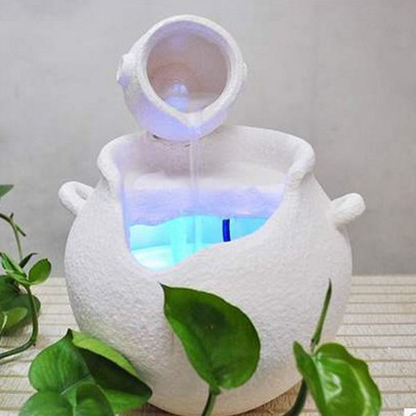 5Cgo 38995740702 簡約現代玻璃陶瓷噴泉風水池擺件加濕器創意工藝品家居裝飾品 臥室玄關客廳吧檯辦公室風水擺設 CHX84100