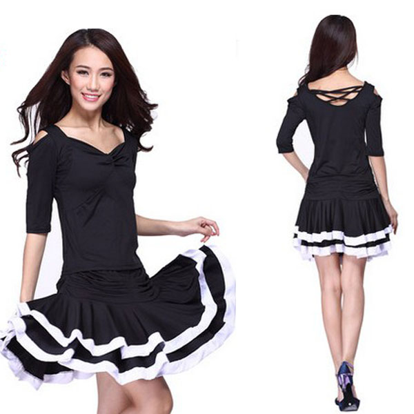 5Cgo 16817957977 中長袖秋冬款拉丁練功服舞衣波浪蓮花舞裙 WXP68000