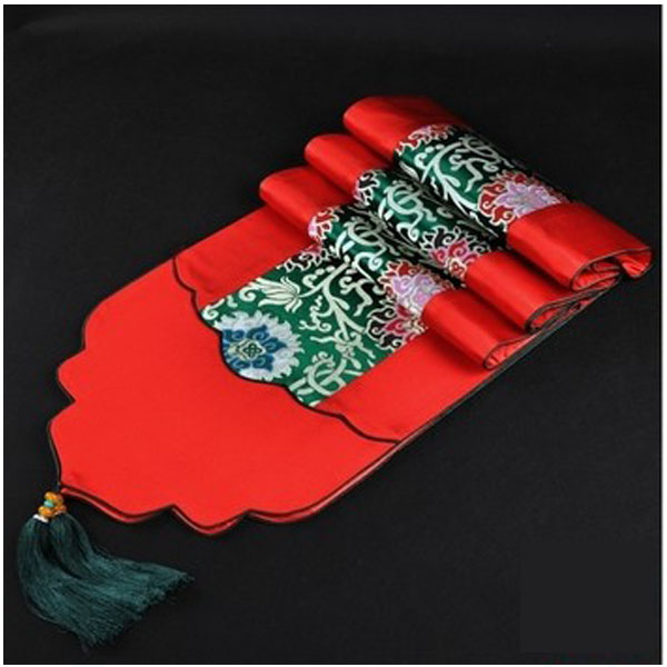 5Cgo 24195924594 中式新古典金絲高端仿雲錦綢緞如意頭桌旗床旗桌巾茶機旗巾 居家裝飾客廳擺飾 CHX56200