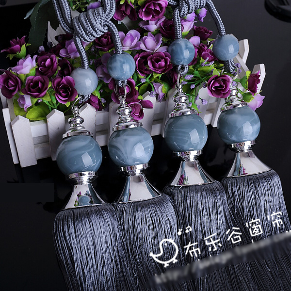 5Cgo 40539233911 玉石雙球窗簾掛球綁球綁帶綁繩 窗戶吊球裝品  ZSJ53000