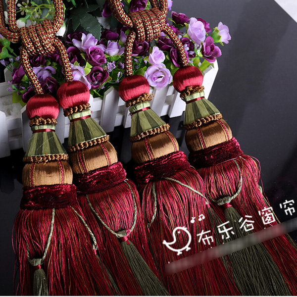 5Cgo 40712656247 歐式奢華絨毛雙球窗簾門簾窗戶掛球綁球綁帶綁繩吊球吊墜流蘇裝飾品 ZSJ85000
