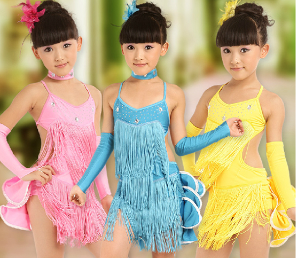 5Cgo 20080345366 小孩拉丁舞服裝 女童少兒舞流蘇舞裙女比賽 兒童舞衣 GSX27000