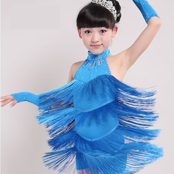 5Cgo 40315158333 小孩拉丁舞服裝 女童少兒舞流蘇舞裙女比賽XC-143飛舞精靈 兒童舞衣 GSX27000
