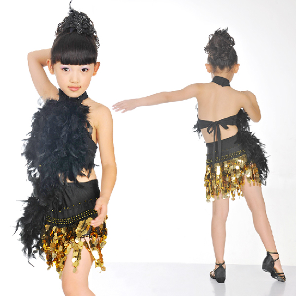 5Cgo 18564105467 小孩拉丁舞裙女表演服裝女童舞蹈演出服現代少兒舞比賽服亮片  兒童舞衣GSX09000