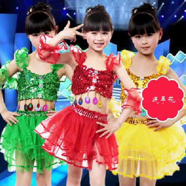 5Cgo 18563837368 小孩拉丁舞服裝女童練功服演出服 兒童舞蹈服裝分體舞蹈裙 兒童舞衣  GSX264000