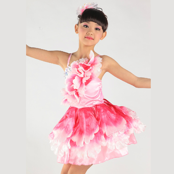 5Cgo 35614036668 小孩公主服裝女少兒拉丁舞蹈裙新款 荷花表演服演出服裝亮片 兒童舞衣 GSX06000