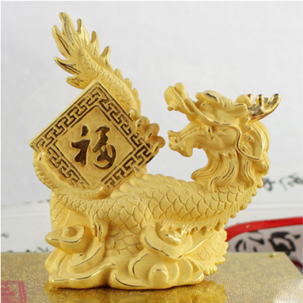 5Cgo 36287480594 24K千足鍍金絨沙金十二生肖龍擺件 鎮宅招財家居裝飾品 生日禮物 祝壽禮品 招財禮品  WXP87100