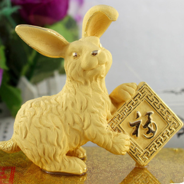 5Cgo 36287876572 千足鍍金絨沙金十二生肖兔子擺件工藝品 吉祥兔 家居裝飾  生日禮物 祝壽禮品 招財禮品 WXP87100