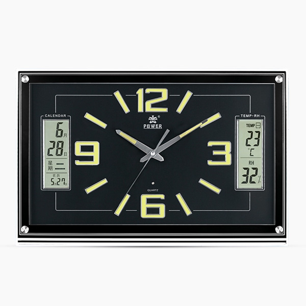 5Cgo 36317270747 20英寸雙液晶時尚夜光靜音音樂萬年歷客廳大掛鐘掛表