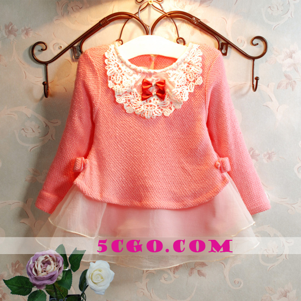 5Cgo41851380669 女童連衣裙假兩件毛衣公主裙韓版禮服  寶寶秋冬裝兒童連衣裙裙裝 GSX57000