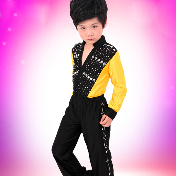 5Cgo  38632403601 兒童拉丁舞服裝 少兒男童長袖恰恰舞服男幼兒舞蹈服裝亮片 兒童舞衣 GSX59000