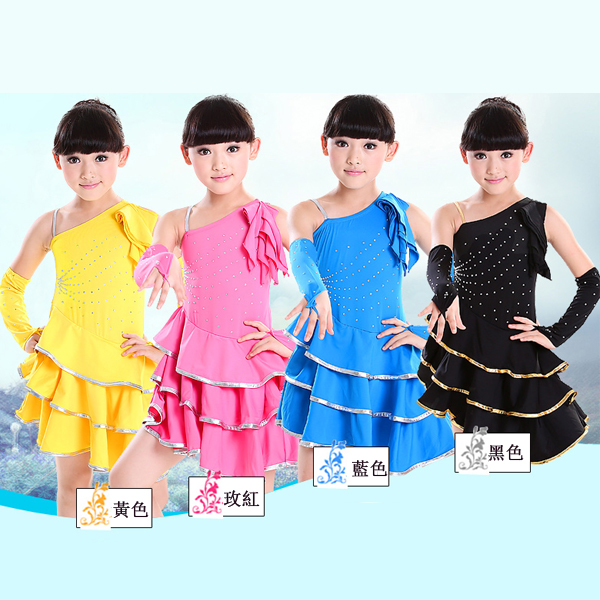 5Cgo  21541143136  兒童拉丁舞服裝 女童舞蹈服少兒比賽拉丁舞服女裙幼兒演出服  兒童舞衣GSX57000