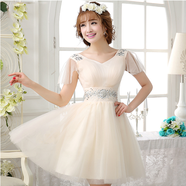 5Cgo 35617659006  新娘結婚禮服婚禮 敬酒服單肩甜美時尚婚禮服洋裝 伴娘禮服伴娘服 A款 GSX811000