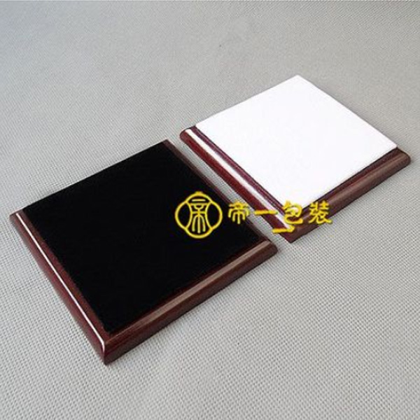 5Cgo 36736728070 高檔仿紅木珠寶首飾展示道具黑白絨布手镯手鏈托座首飾架佛牌展示 2個 WXP02000