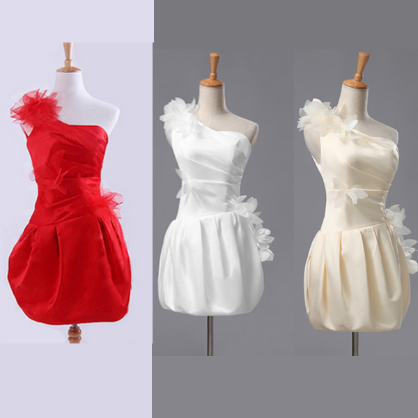 5Cgo 16454065906  新娘結婚禮服敬酒晚禮服單肩收腰包臀小禮服宴會晚會 伴娘禮服伴娘服  GSX22100