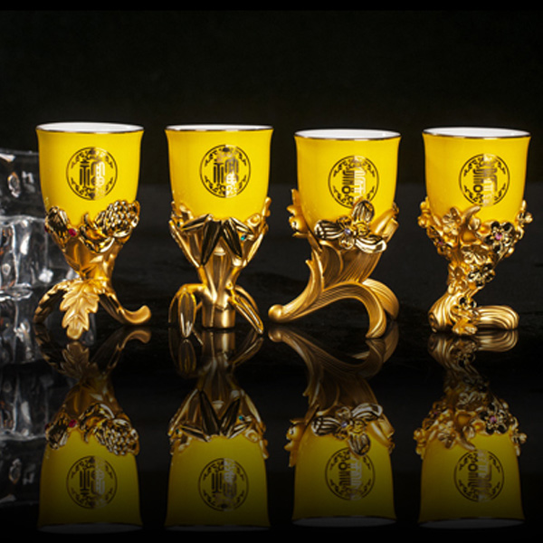 5Cgo 40722644197 龍醉 帝王黃梅蘭竹菊酒杯24k鍍金酒杯 高檔婚慶禮品收藏品 WXP06400