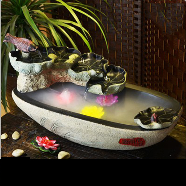 5Cgo 6005218509 風水輪流水噴泉 招財假山魚池魚缸盆景雲水謠加濕器水景擺件室內流水香薰辦公室擺設 小號 CHX98100