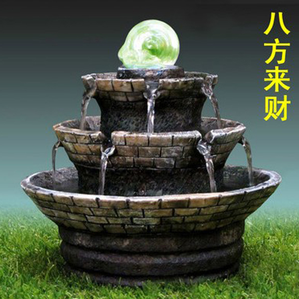 5Cgo 14087816470 招財風水輪擺件流水噴泉擺設時尚創意家居裝飾品店鋪開張開業禮品室內加濕器前台辦公室桌面假山LED七彩擺設 CHX89000
