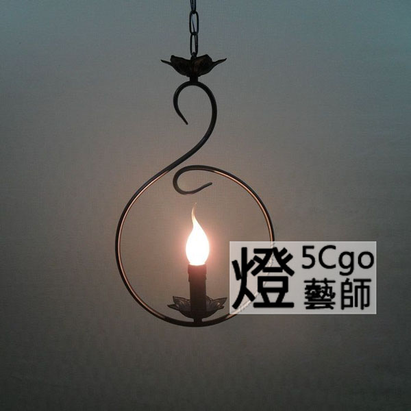 5Cgo 7247669387 北歐個性吊燈簡約復古鐵藝創意美式客廳燈餐廳台吧燈過道燈飾田園    LKM07000