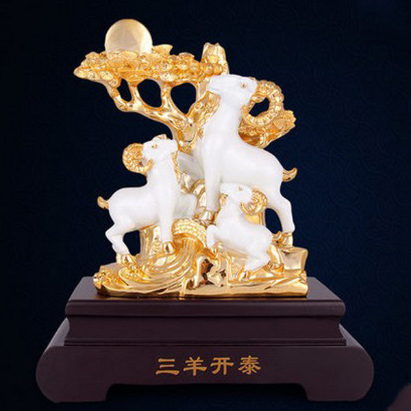 5Cgo 41807767202 三陽開泰家居裝飾風水工藝品生肖羊三羊開泰吉祥物客廳臥室書房辦公室擺件招財納財鎮宅祥瑞 大號 CHX85200