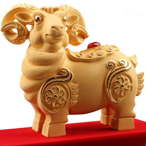 5Cgo 42065170163 絨沙金工藝品金羊羊擺件羊裝飾擺件新年賀歲生肖禮品家居擺設羊年祥瑞進行臥室書房辦公室納財鎮宅風水禮品 大號  CHX99400