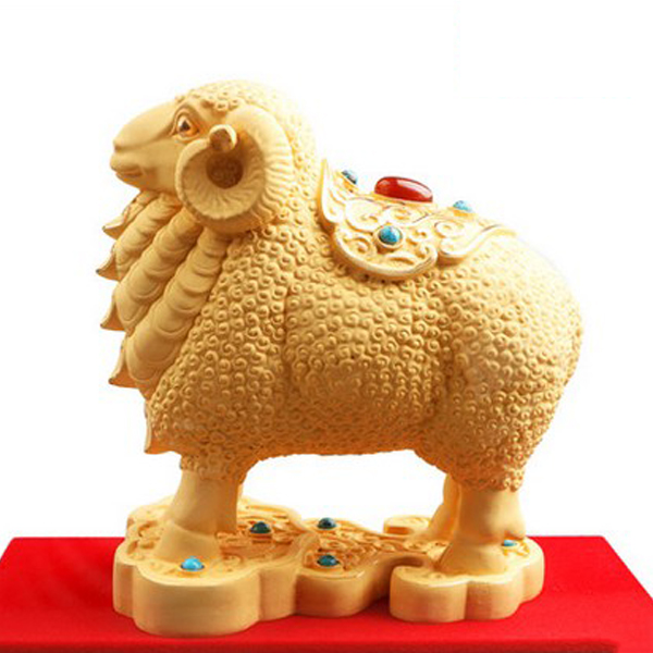 5Cgo 42065170163 絨沙金工藝品金羊羊擺件羊裝飾擺件新年賀歲生肖禮品家居擺設羊年祥瑞進行臥室書房辦公室納財鎮宅風水禮品 小號 CHX66200