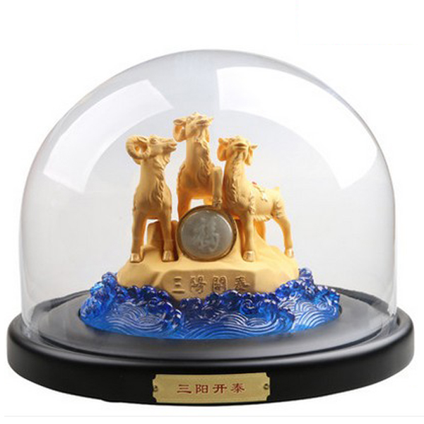5Cgo 42065170163 絨沙金工藝品金羊羊擺件羊裝飾擺件新年賀歲生肖禮品家居擺設羊年祥瑞進行臥室書房辦公室納財鎮宅風水禮品 三陽開泰 CHX86700