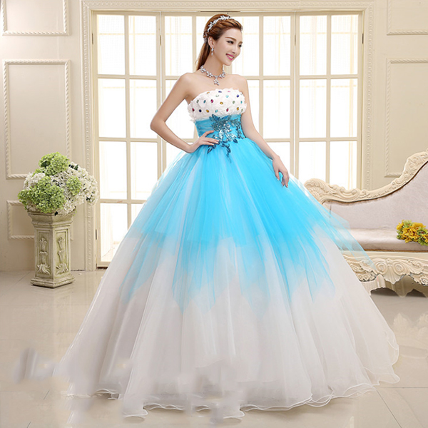5Cgo  39671715132 新娘結婚禮服 抹胸晚禮服長款舞台演出服裝獨唱蓬蓬裙影樓 伴娘禮服伴娘服  GSX87100