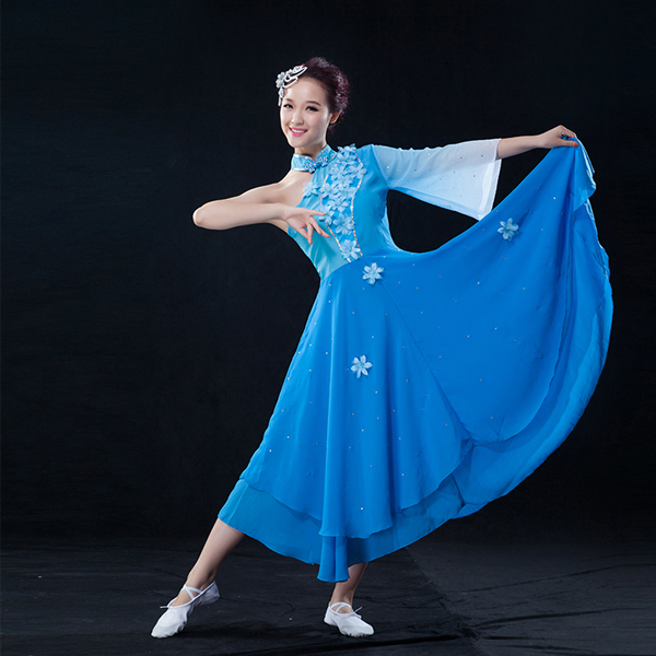 5Cgo  40352361076    古典舞蹈碧雨幽蘭民族舞台演出服舞扇子舞傘舞水墨 古典舞現代舞  GSX81200