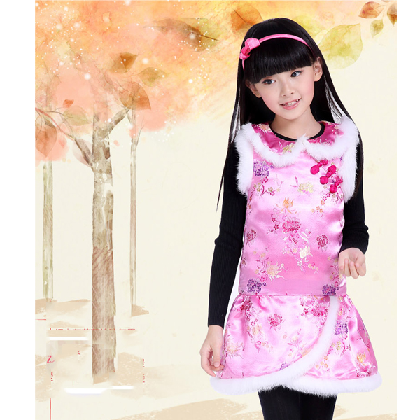 5Cgo  42087675371 兒童唐裝冬季女童新年款演出禮服夾棉衣裙旗袍棉襖中國風旗袍裙子  GSX84100