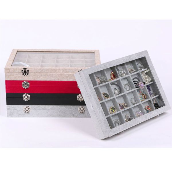 5Cgo  18010790703    高檔木質翻蓋24格耳釘盒 耳環盒 飾品配件盒 飾品展示盒托盤  GSX07000