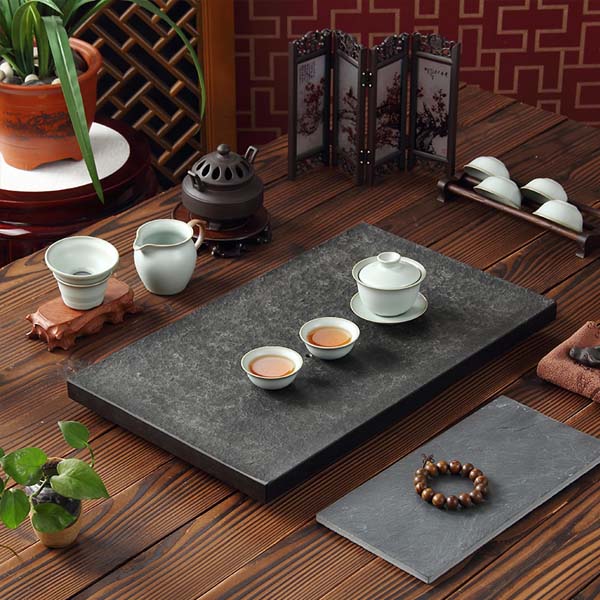 5Cgo 26591104196 烏金石茶盤黑金石茶台烏金石茶盤天然石茶盤高檔茶盤 60*30cm WXP60300