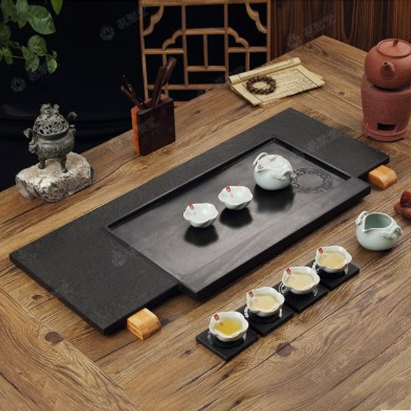 5Cgo 36368819689 雙玉環石茶盤石茶台黑金石茶盤金石茶盤大號烏金石天然茶盤 WXP05500