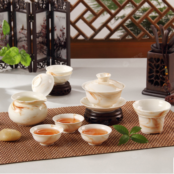 5Cgo 40168345201 陶瓷整套茶具水中墨茶具高溫玉瓷茶具組琢玉瓷茶具高檔茶具套裝 WXP89100
