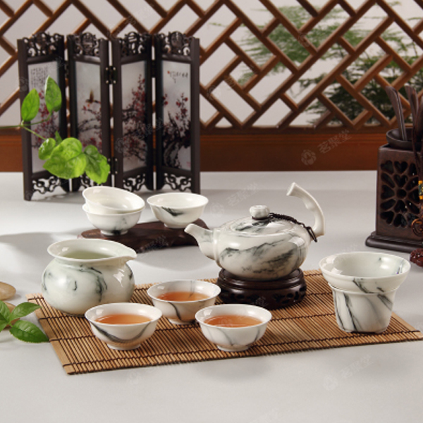 5Cgo 40309992045 琢玉瓷茶具水墨釉陶瓷茶具潮州功夫茶具玉瓷泡茶品茗杯茶壺 WXP89100