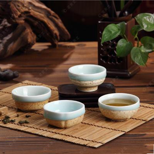 5Cgo 41240418865 青瓷流釉杯龍泉青瓷品茗杯粗陶流釉茶杯泡茶單杯復古功夫茶杯 六個杯 WXP87000