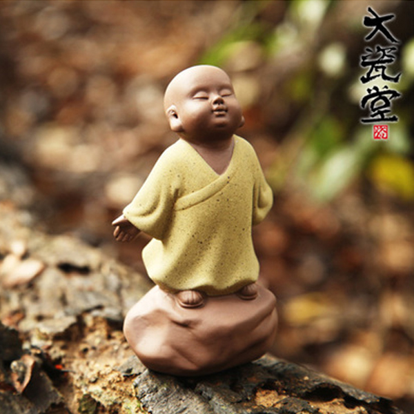 5Cgo 42970743954 悠閑小和尚幻空/說禅/自在 精品紫砂茶寵維擺件高檔茶寵擺件 WXP83000