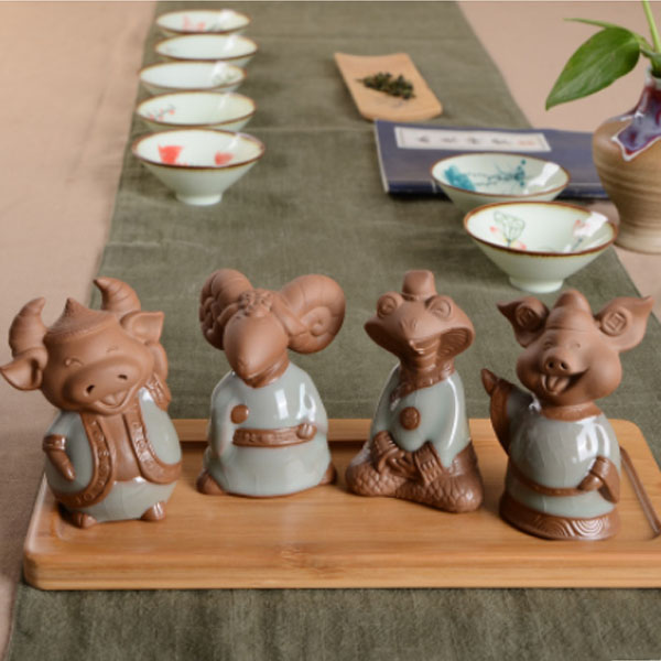 5Cgo 37919769538 納福豬紫砂茶寵精品陶瓷茶寵手工茶具擺件汝窯創意開片吉祥飾品紫砂茶寵 LAY53000