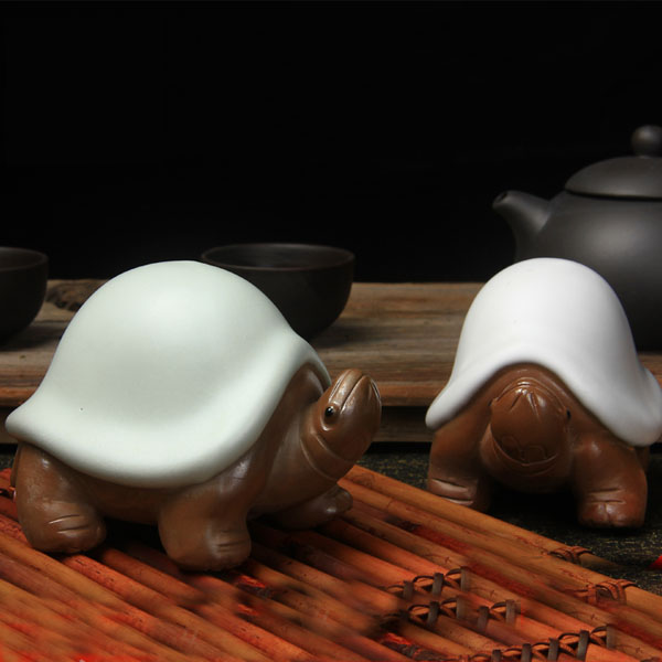 5Cgo 37961878002 將軍龜精品茶寵動物招財擺件紫砂汝窯茶玩茶具配件創意工藝品陶瓷歸白烏龜  LAY03000