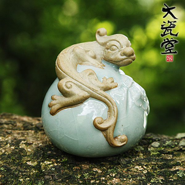 5Cgo 39406710763 招財祥龍宜興精品茶寵擺件茶玩紫砂金蟾貔貅變色哥窯汝窯  LAY93000