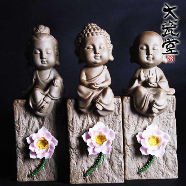 5Cgo 38123741436  紫砂大如來宜興精品全手工紫砂茶玩茶寵擺件汝窯茶具達摩小和尚坐蓮   LAY86100
