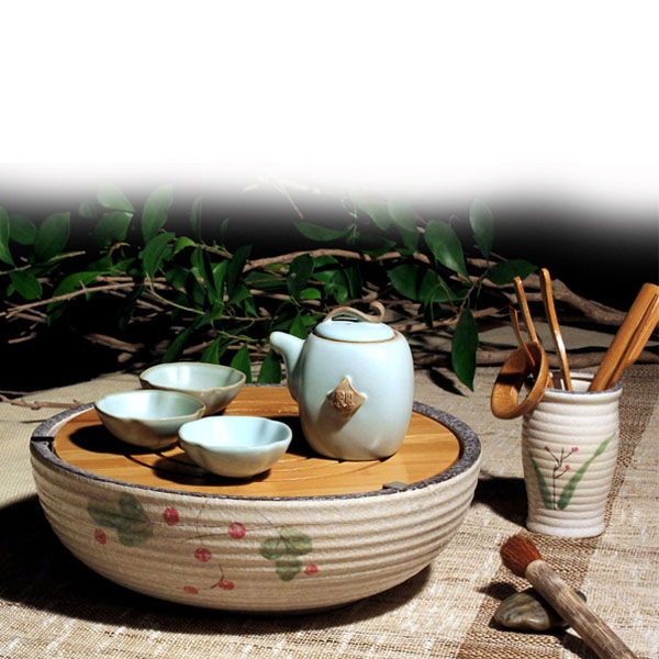 5Cgo 40747045124 韻器特色創意功夫茶具陶瓷茶盤竹制儲水式茶海茶托茶臺盤功夫茶具圓盤  LAY89100