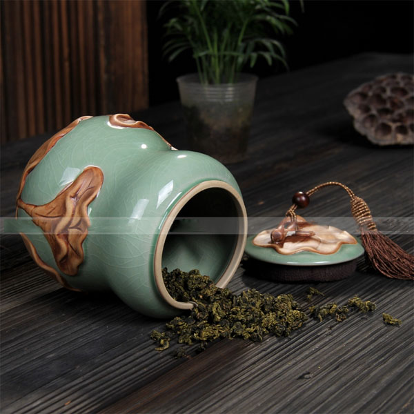 5Cgo 41252050134 哥窯茶葉罐傳統手工浮雕荷花普洱茶葉罐茶具密封罐茶罐茶文化茶道三茶六禮井茶鐵觀音雲霧毛尖烏龍茶武夷巖茶黃山毛峰荷花   LAY05000