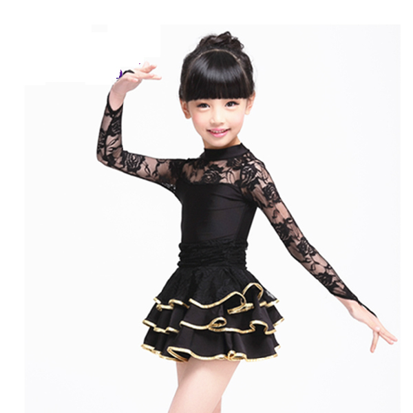 5Cgo  37918482238 兒童拉丁舞連衣裙表演服練功服童裝舞蹈衣服練習套裝  拉丁舞裙  GSX80100