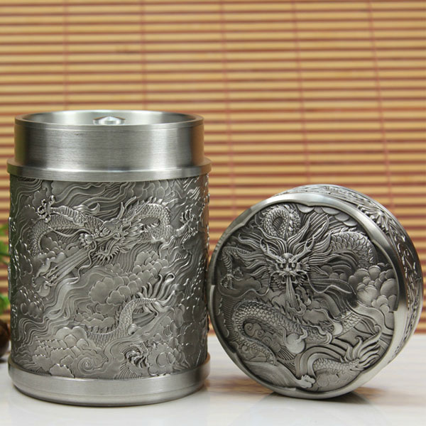 5Cgo 14065602361 錫器龍罐純錫茶葉錫罐錫制茶葉罐錫壺商務禮品純錫父親節禮物儲存罐儲物罐茶道茶文化鐵觀音龍井茶  LAY09200