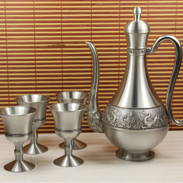 5Cgo 18448738743 祥龍錫器酒具錫壺純錫高腳酒杯商務禮品高檔實用錫器錫罐錫制酒壺酒杯銀杯銀壺  LAY50310